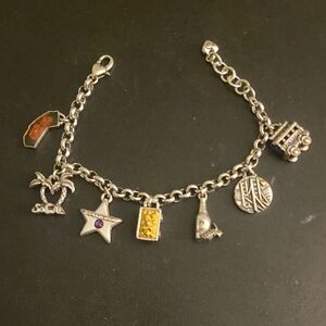 Brighton Silver Charm Bracelet with Yellow and Purple Accents